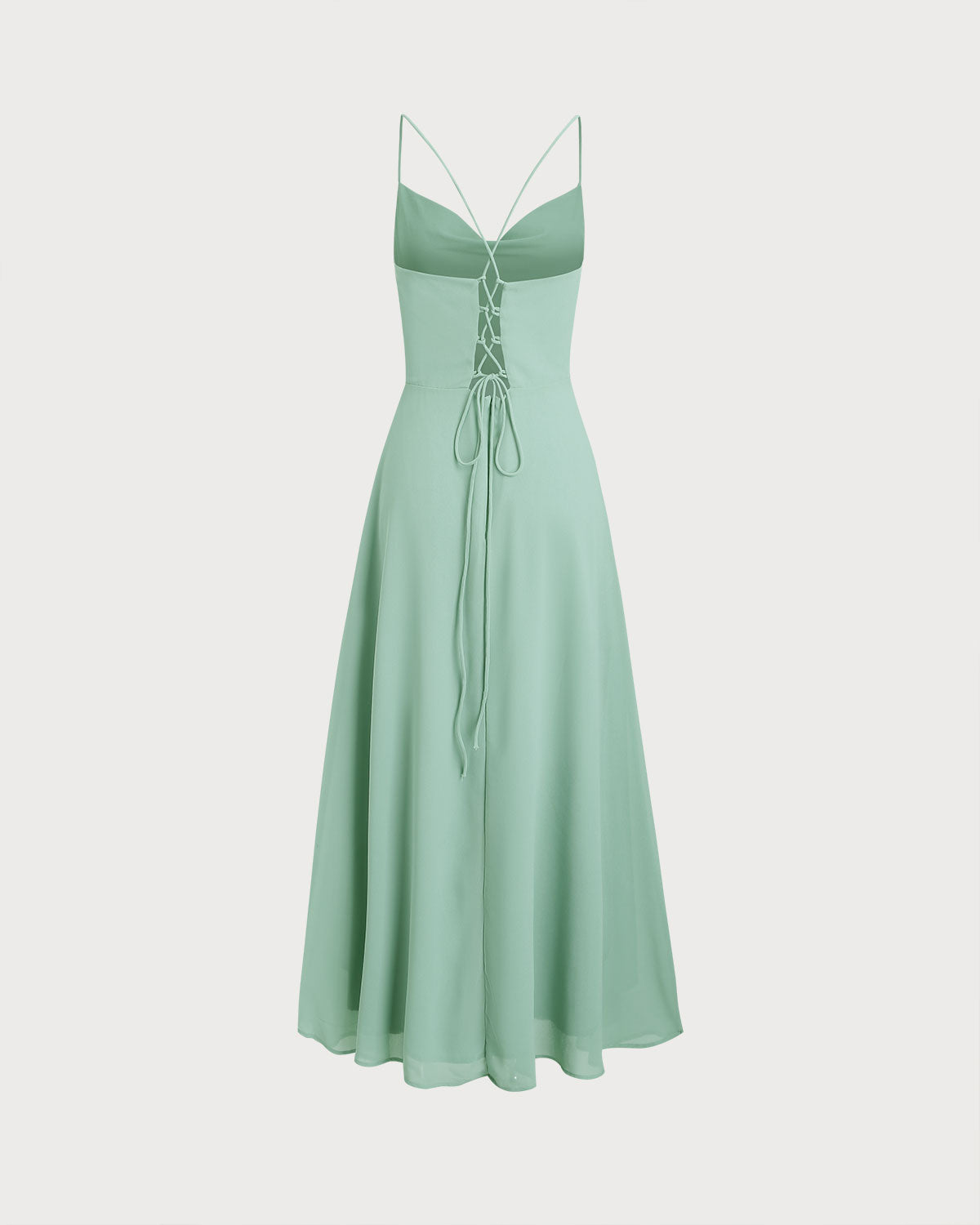Backless Green A-Line Maxi Slip Dress