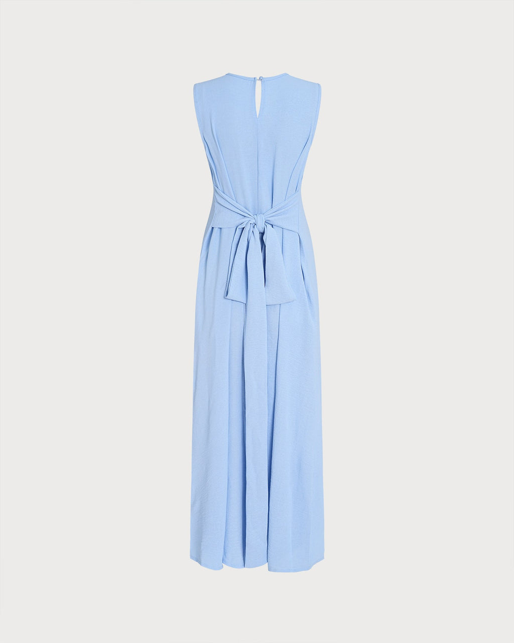 Blue Sleeveless Maxi Dress with Round Neck Tunic Style