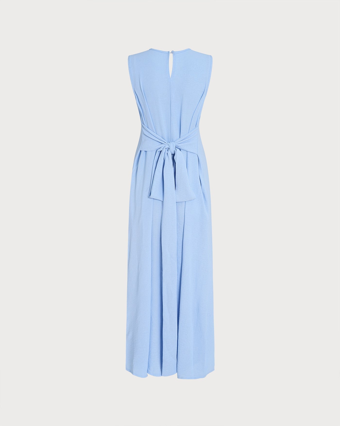 Blue Sleeveless Maxi Dress with Round Neck Tunic Style