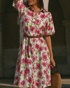 Floral Maxi Dress with Pink Collar