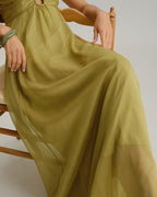 Emerald Ruched Maxi Slip Dress