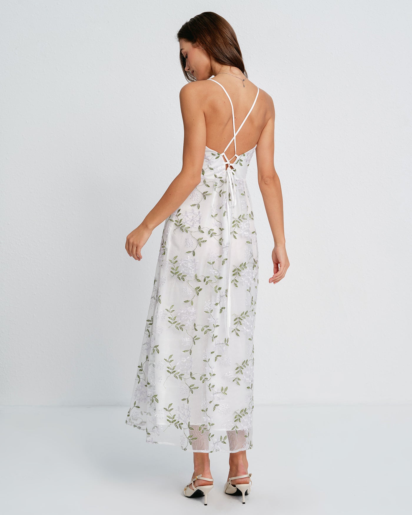White Floral Maxi Dress with Slip Design
