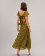 Emerald Sweetheart Neck Jacquard Maxi Gown