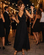 Black A-Line Maxi Dress with Tie Straps
