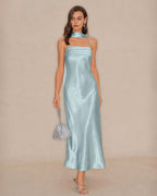 Emerald Flowing Satin Mermaid Maxi Dress