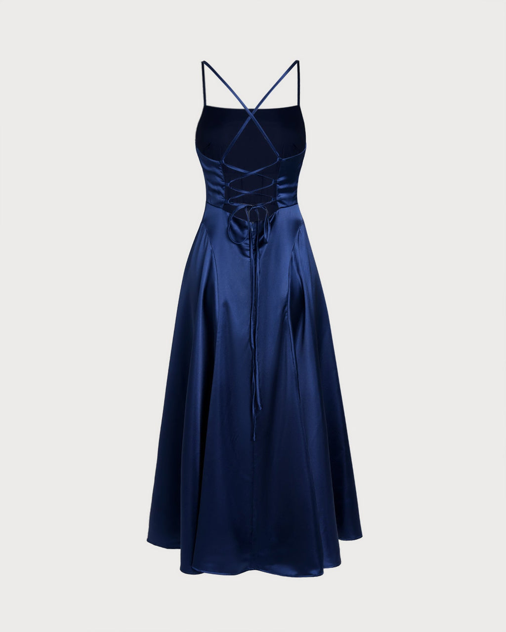 Navy Satin Maxi Slip Dress