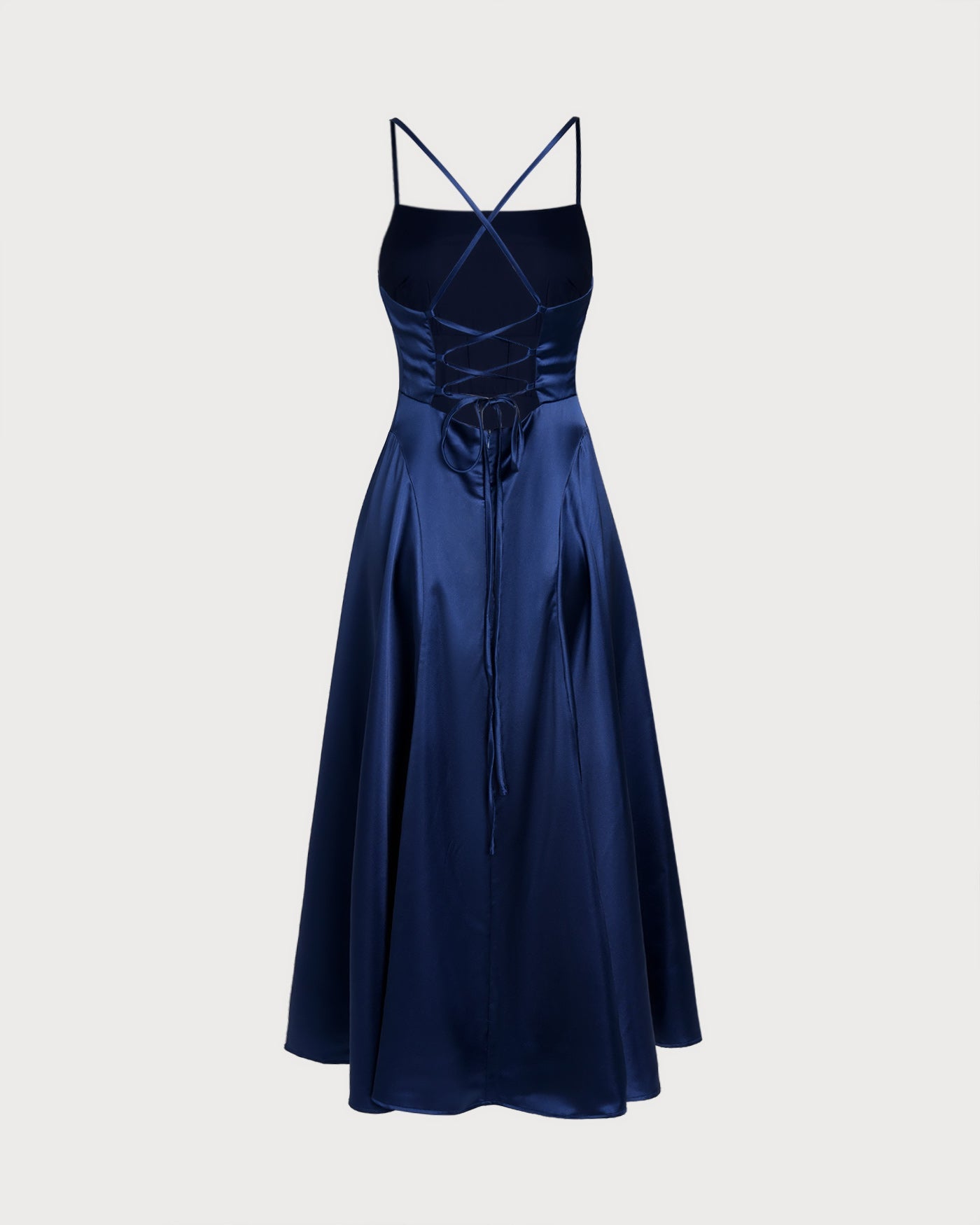 Navy Satin Maxi Slip Dress
