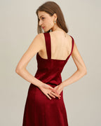 Red A-Line Maxi Dress with Sweetheart Neckline