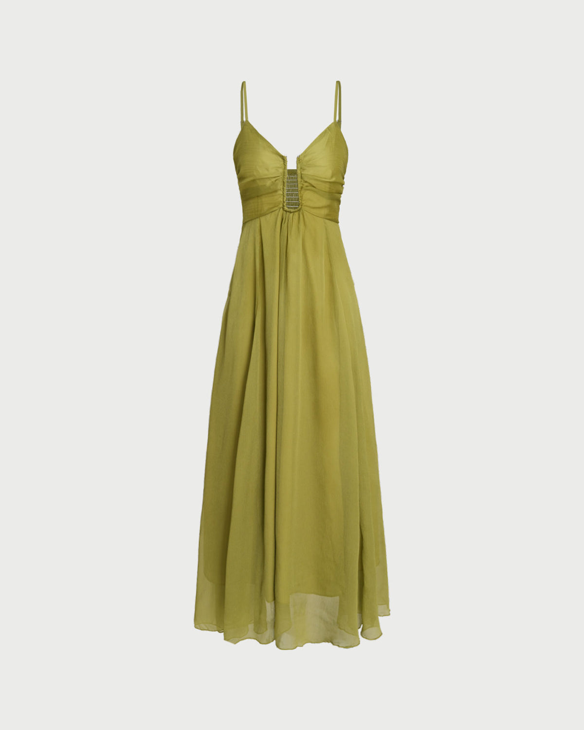 Emerald Ruched Maxi Slip Dress