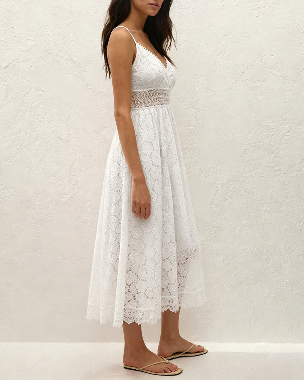 White Textured Cut-Out Maxi Dress
