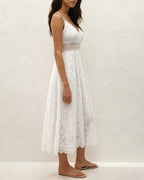 White Textured Cut-Out Maxi Dress