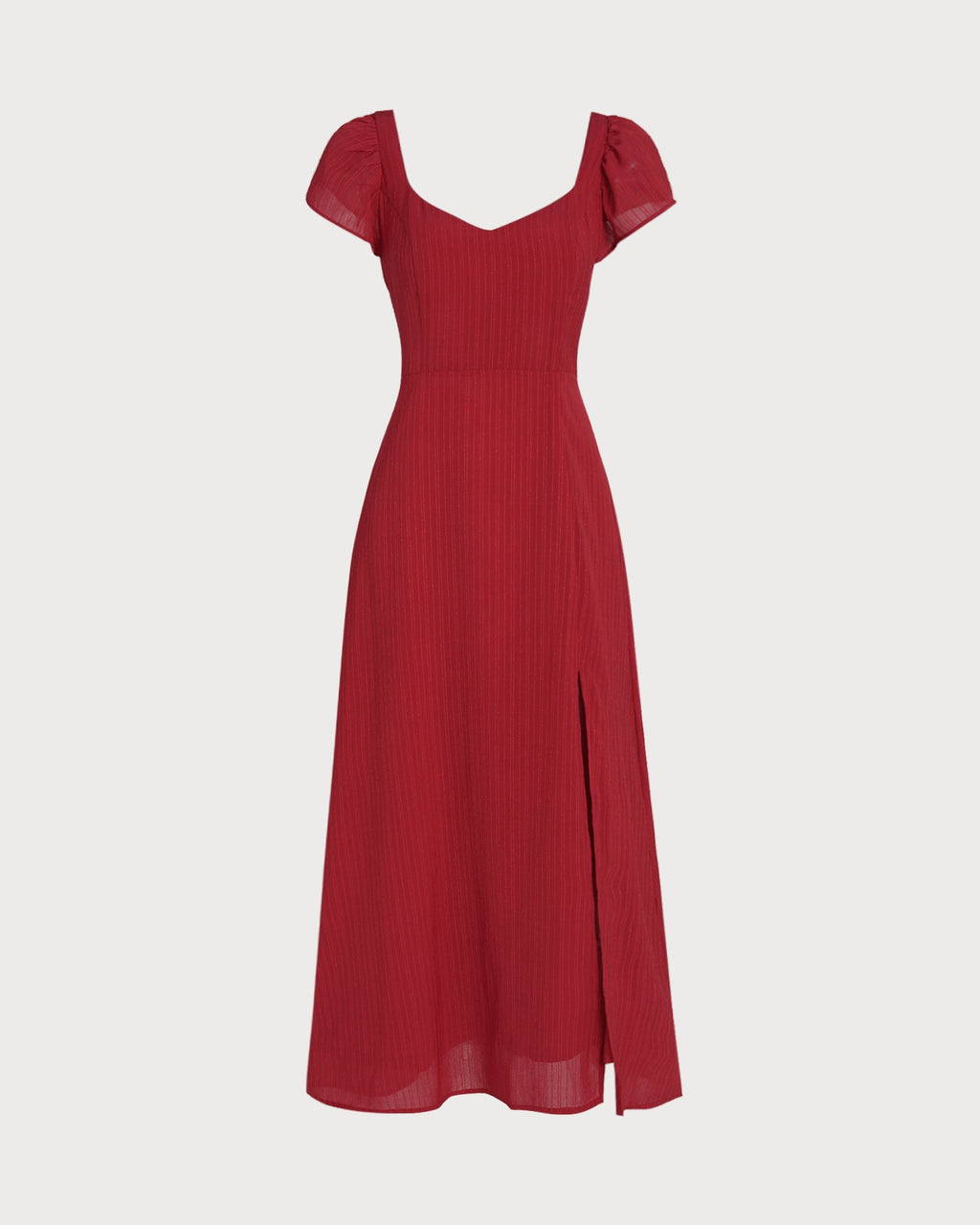 Crimson Sweetheart Neck Jacquard Maxi Gown