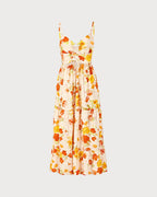 Floral Yellow Shirred Maxi Slip Dress