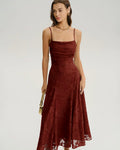 Floral Maxi Dress in Brick Red with X Cross Design