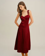 Red A-Line Maxi Dress with Sweetheart Neckline