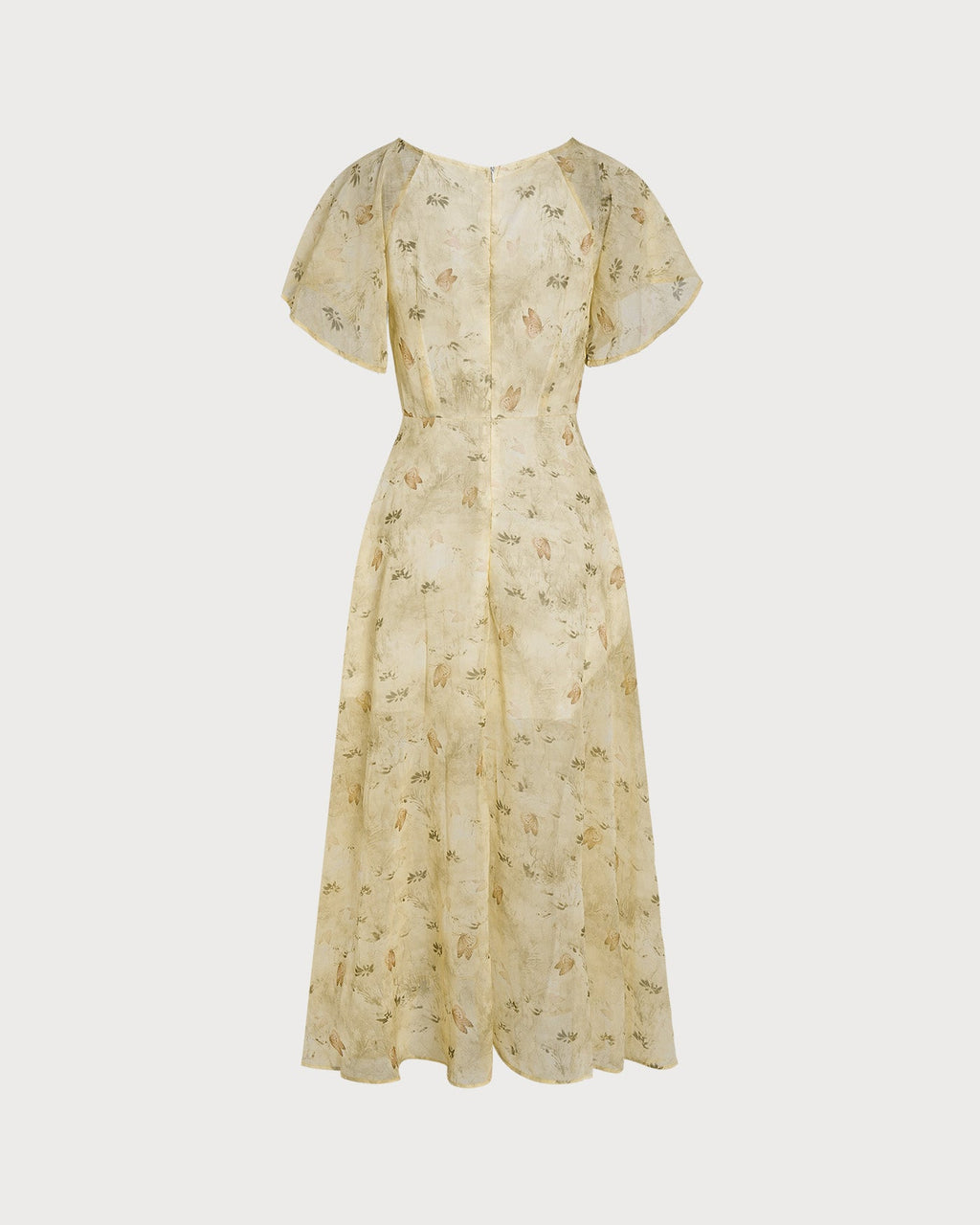 Floral Maxi Dress with V-Neck and Ruched Details in Yellow