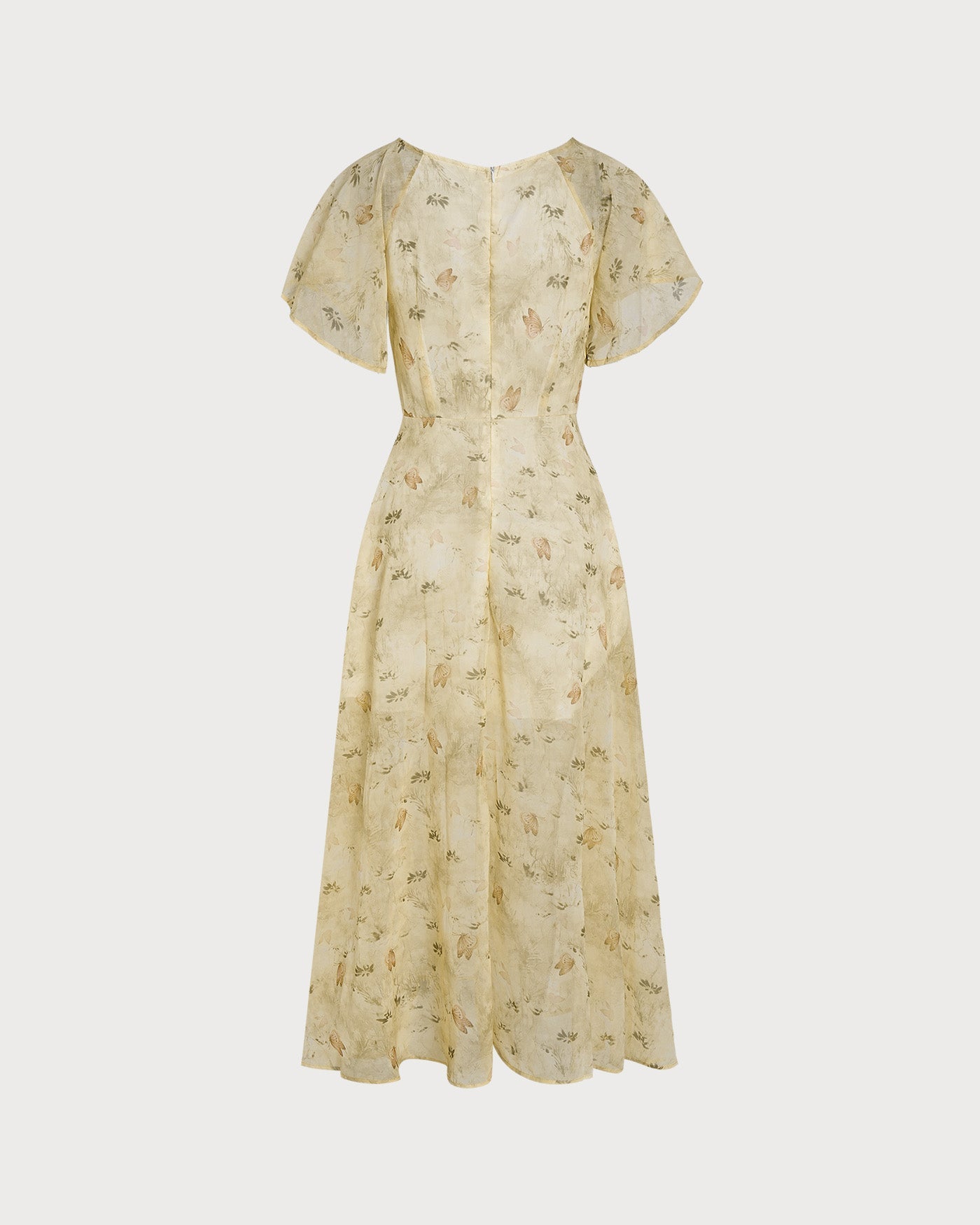 Floral Maxi Dress with V-Neck and Ruched Details in Yellow
