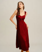 Red A-Line Maxi Dress with Sweetheart Neckline