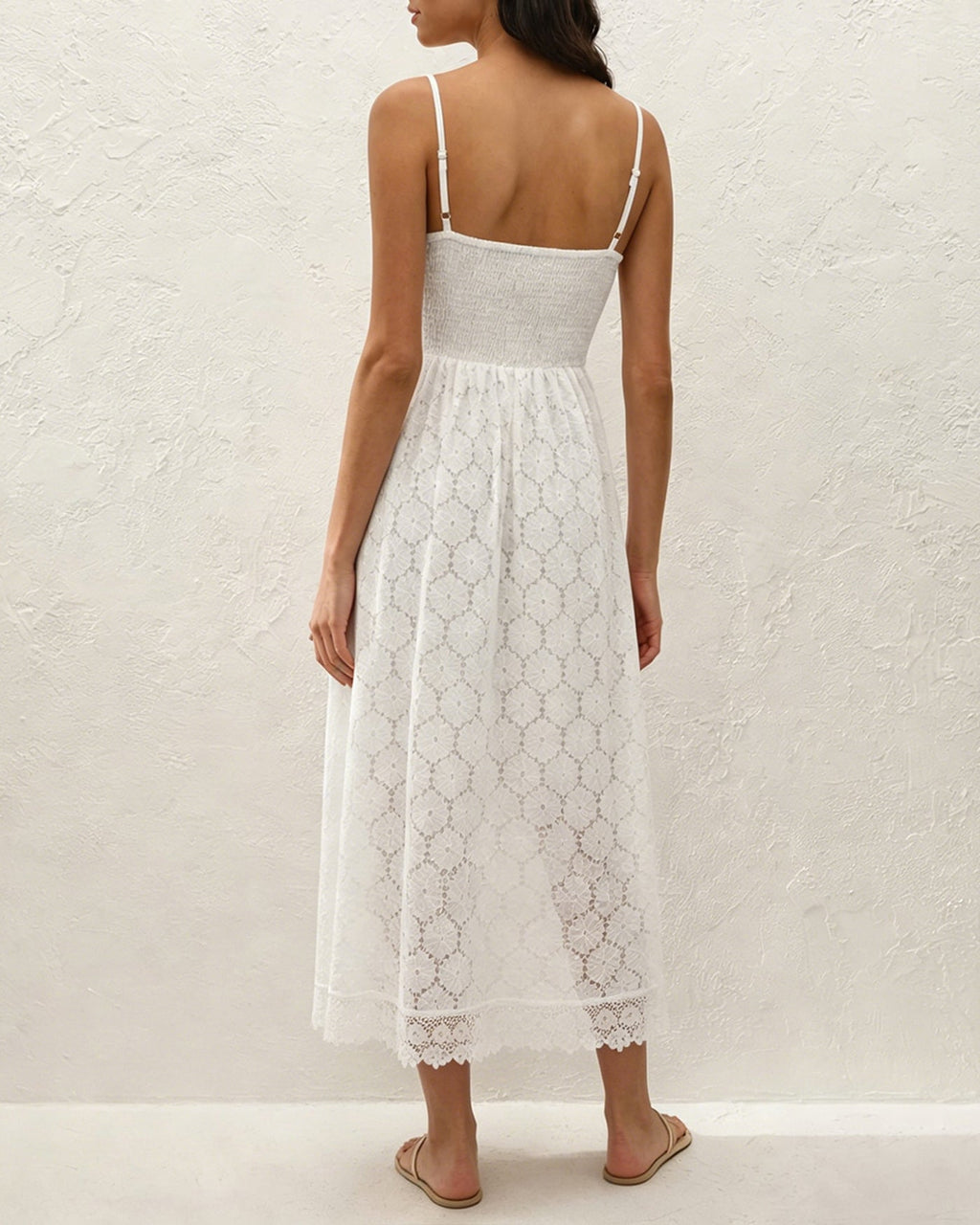 White Textured Cut-Out Maxi Dress