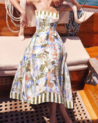 Floral Print A-Line Maxi Dress with Shirred Details
