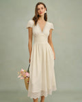 Apricot Lace Maxi Dress with V-Neck