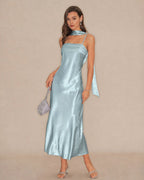Emerald Flowing Satin Mermaid Maxi Dress