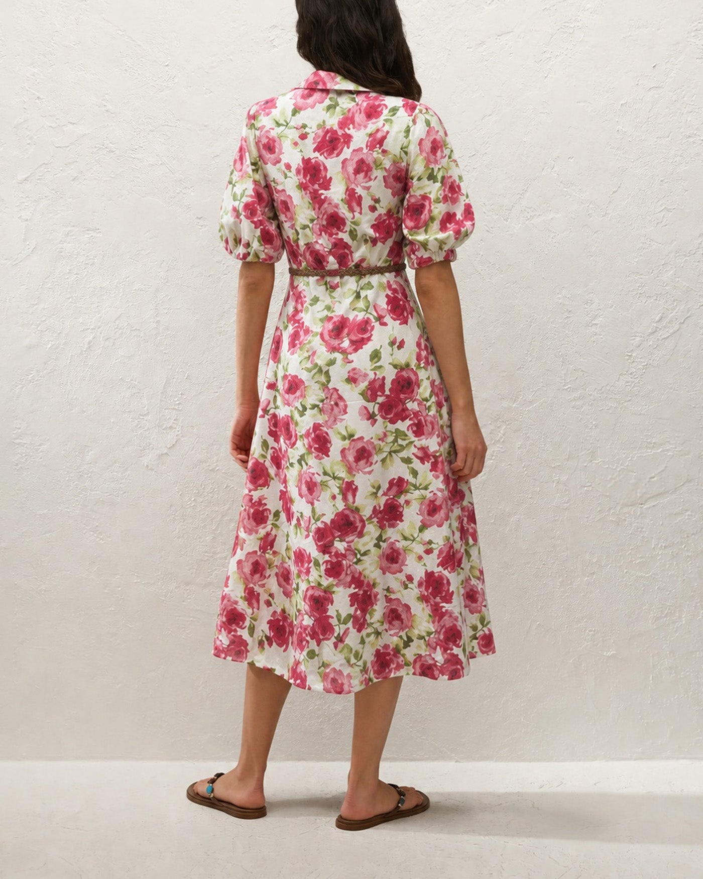 Floral Maxi Dress with Pink Collar