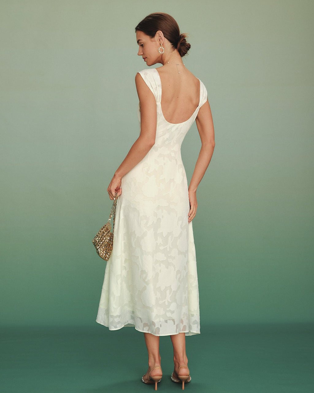Apricot Jacquard A-Line Maxi Dress