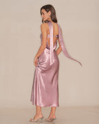 Mermaid Satin Maxi Dress in Pink Slip