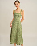 Maxi Dress with Green Floral Lace Design