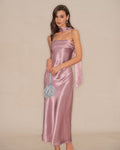 Mermaid Satin Maxi Dress in Pink Slip