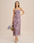 Jacquard Slip Maxi Dress in Purple X Cross Design