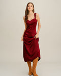 Red A-Line Maxi Dress with Sweetheart Neckline