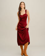 Red A-Line Maxi Dress with Sweetheart Neckline