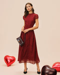 Floral Maxi Dress with Red Cap Sleeves