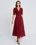Floral Maxi Dress with V-Neck in Red