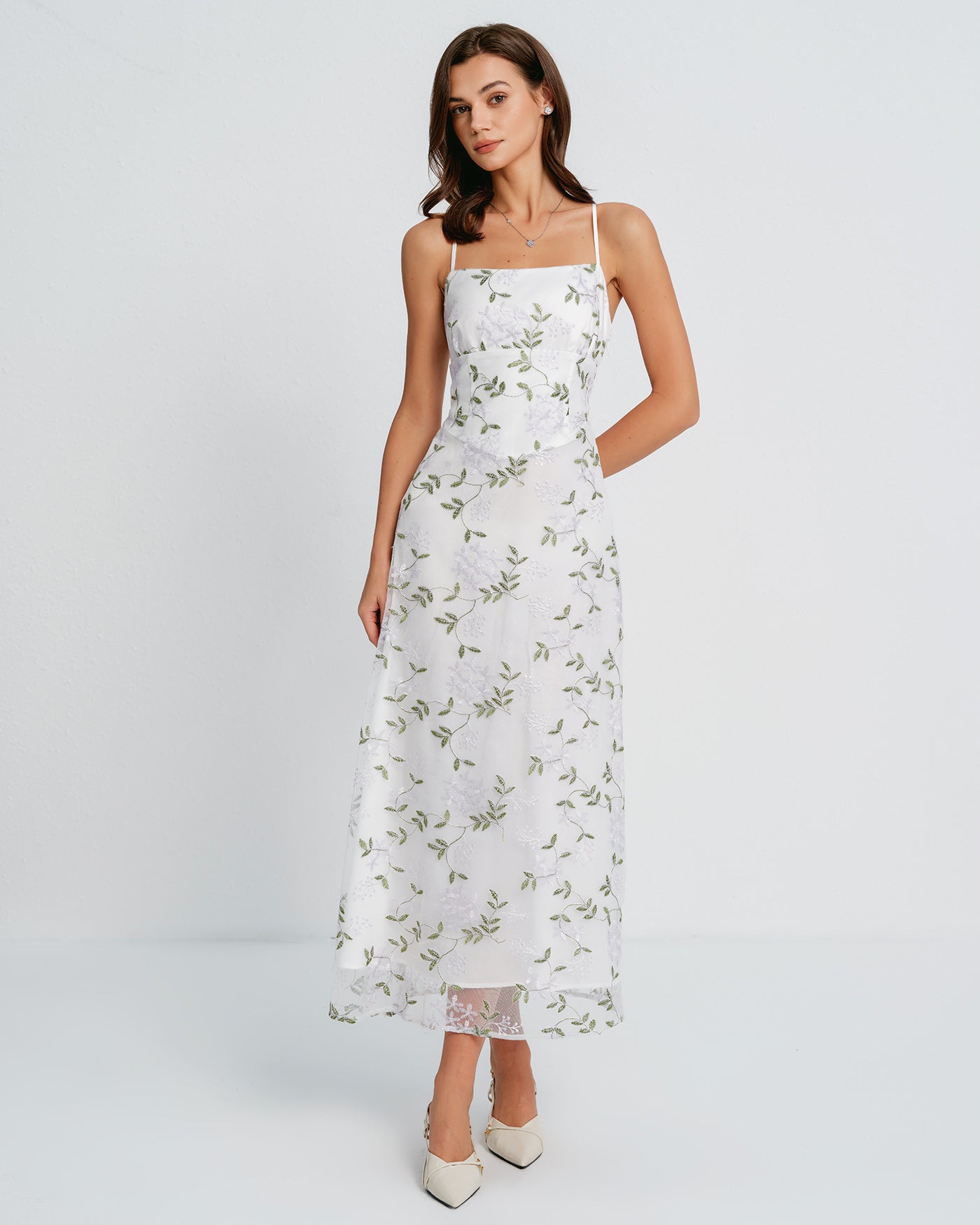 White Floral Maxi Dress with Slip Design