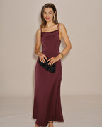 Solid Wine Red Slip Maxi Dress