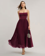 Flowy Maxi Dress with Sweetheart Neckline in Wine Red