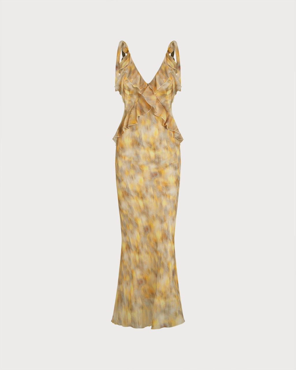 Maxi Dress with Ruffled Yellow Slip