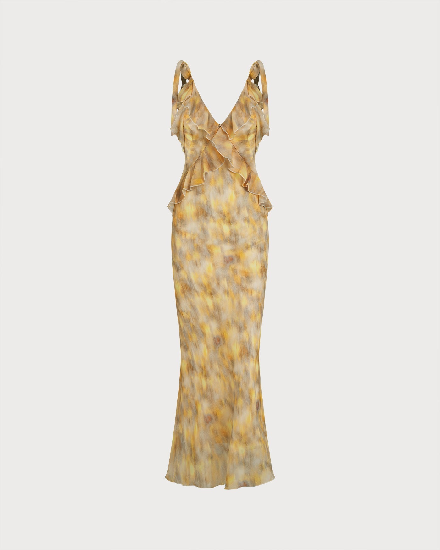 Maxi Dress with Ruffled Yellow Slip
