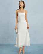Apricot Chiffon Maxi Dress with Ruffle Slip Details