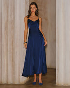 Navy A-Line Maxi Slip Dress
