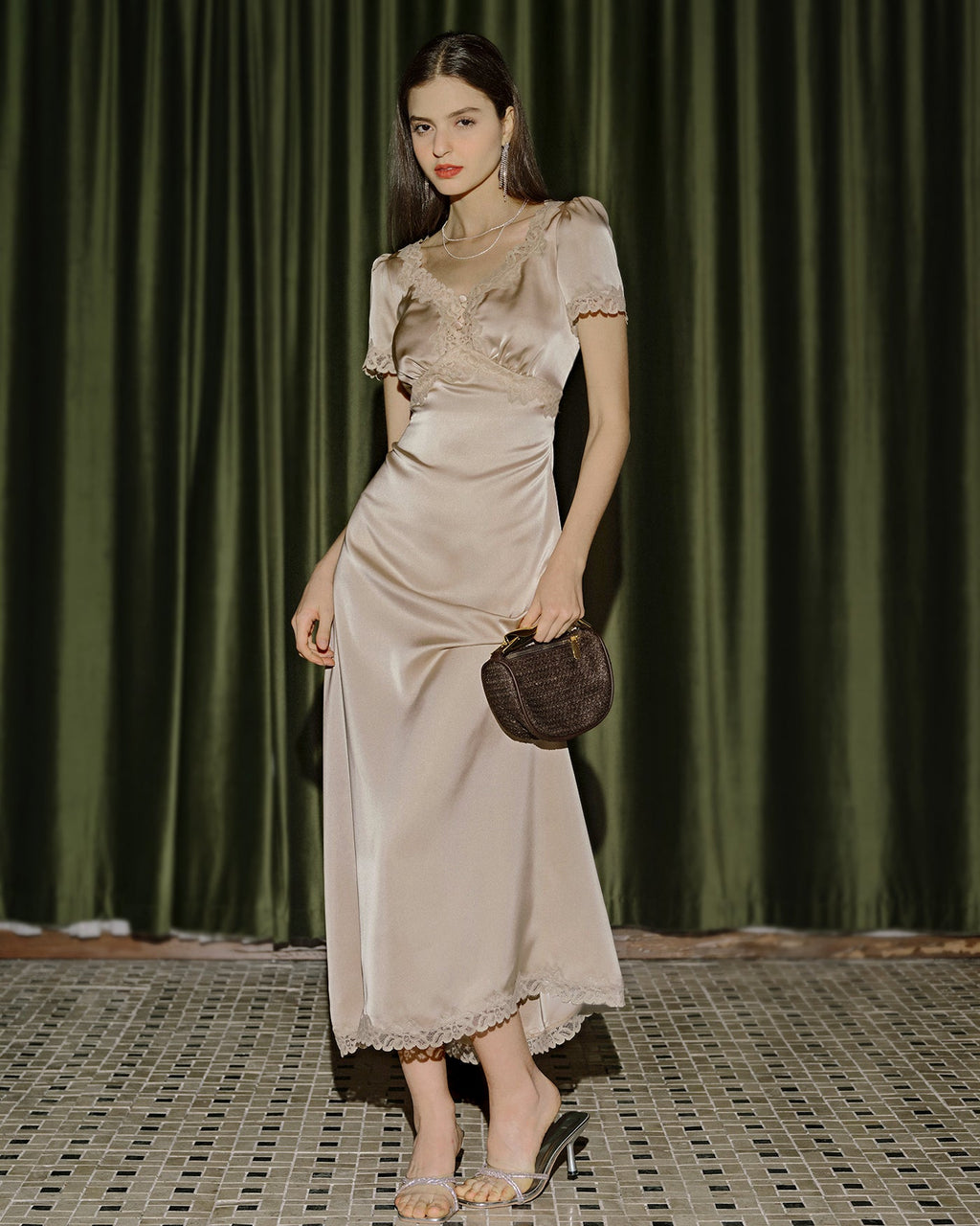 Maxi Dress with Apricot Lace Tunic