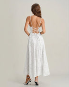 White Jacquard Slip Maxi Dress with Cross Design