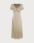 Maxi Dress with Apricot Lace Tunic
