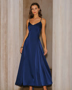 Navy A-Line Maxi Slip Dress