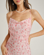 Floral Maxi Dress with Pink Cowl Neck