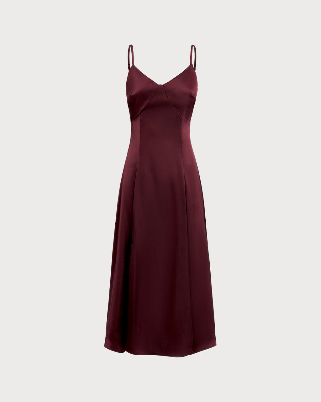 Wine Red Satin A-Line Maxi Slip Dress
