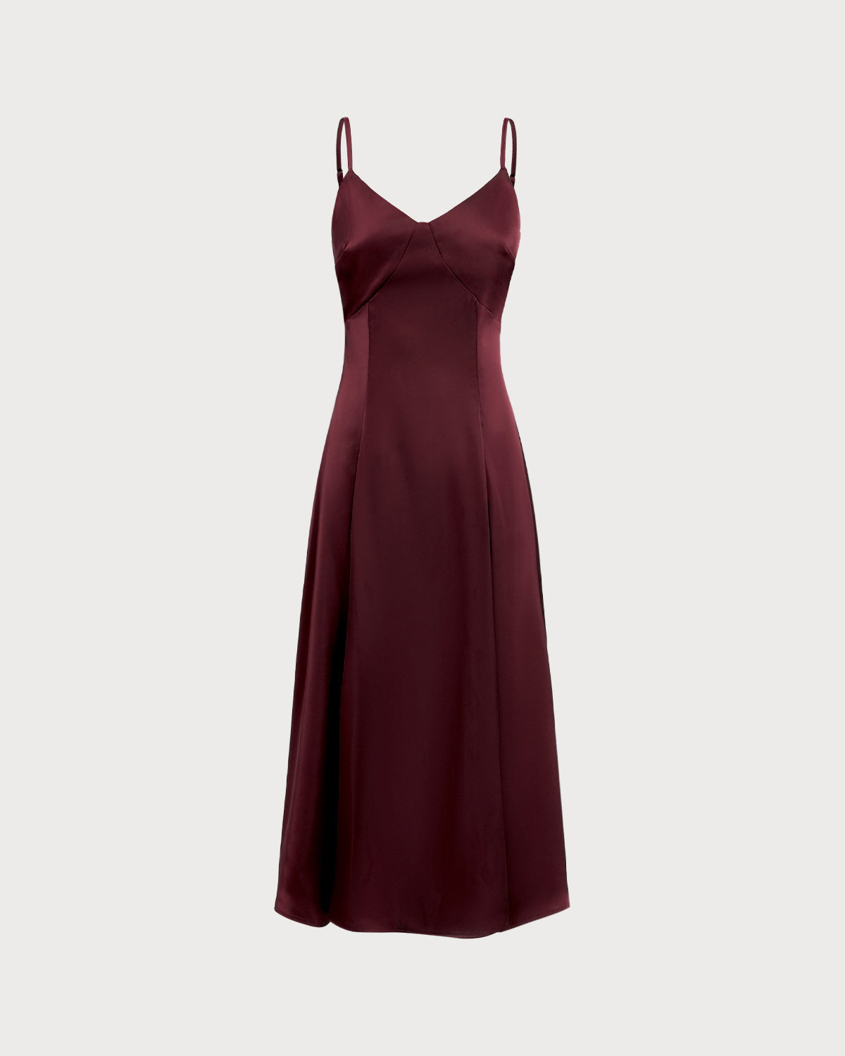 Wine Red Satin A-Line Maxi Slip Dress